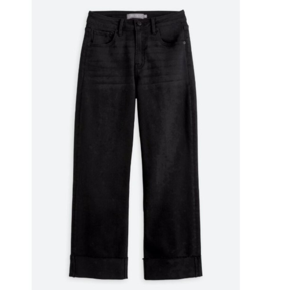 NEW! Just USA Nori Scissor Cut Cuffed Hem Straight Leg Jean